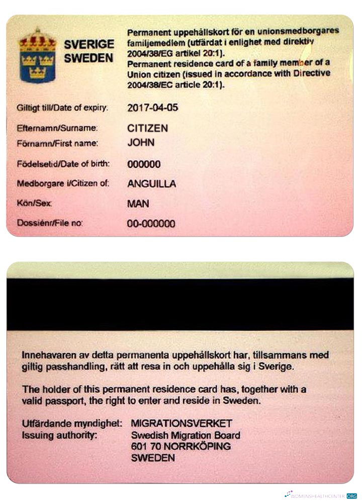 Download SWEDEN permanent residence card Photoshop template